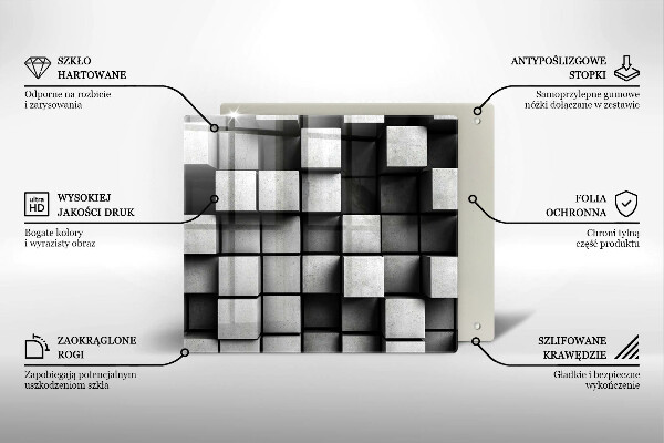 Sklo za varnou desku Abstraktní 3d čtverce