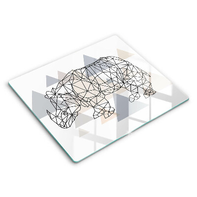 Sklo za varnou desku Čárová grafika nosorožce