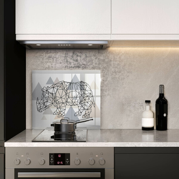 Sklo za varnou desku Čárová grafika nosorožce