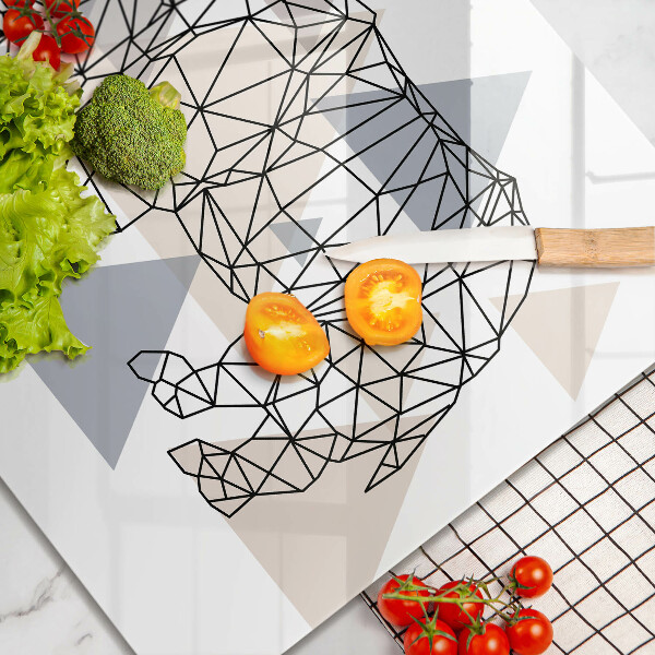 Sklo za varnou desku Čárová grafika nosorožce