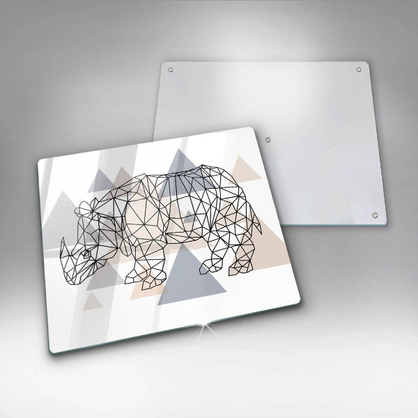 Sklo za varnou desku Čárová grafika nosorožce