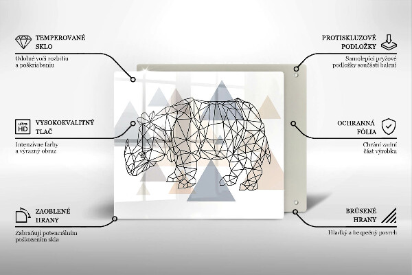 Sklo za varnou desku Čárová grafika nosorožce