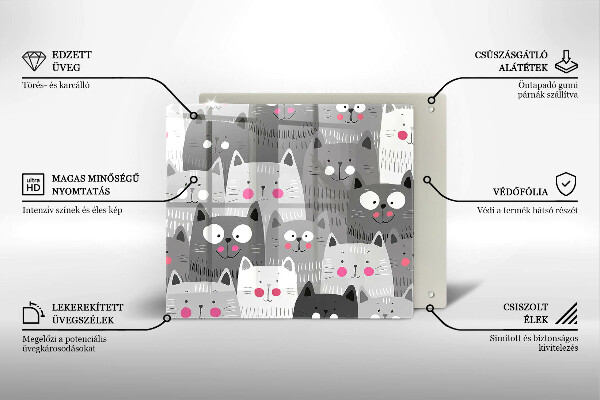 Sklo za varnou desku Ilustrace kočky