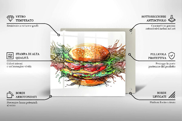 Sklo za varnou desku Kresba hamburgeru