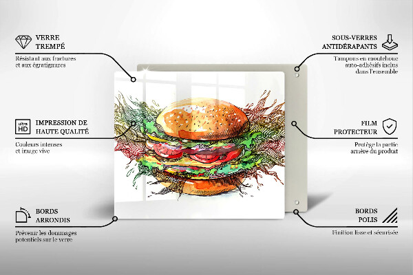 Sklo za varnou desku Kresba hamburgeru