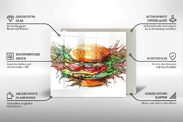 Sklo za varnou desku Kresba hamburgeru