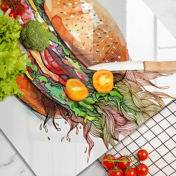 Sklo za varnou desku Kresba hamburgeru