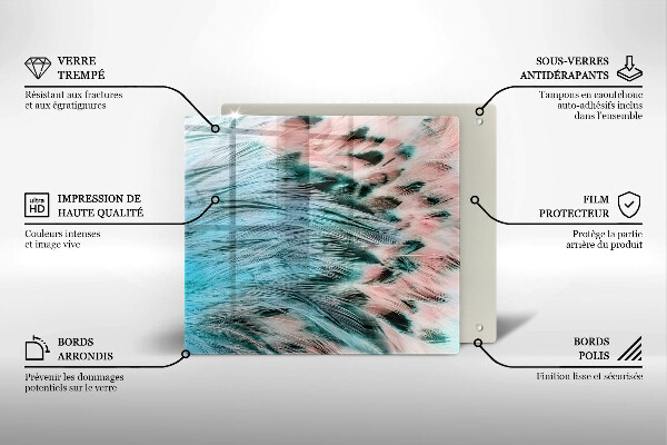 Sklo za varnou desku Boho ptačí peří