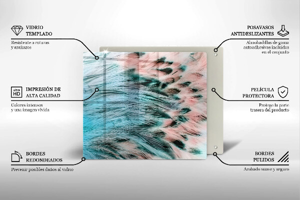 Sklo za varnou desku Boho ptačí peří