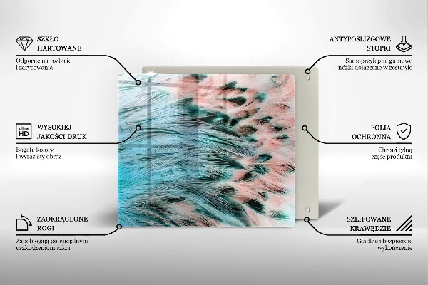 Sklo za varnou desku Boho ptačí peří