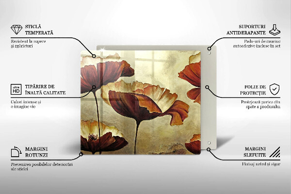 Sklo za varnou desku Malované boho květiny