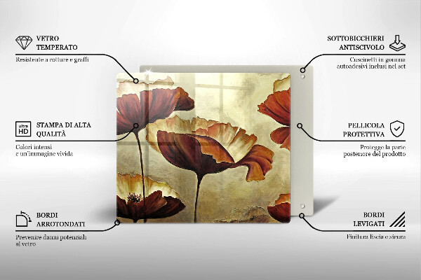Sklo za varnou desku Malované boho květiny