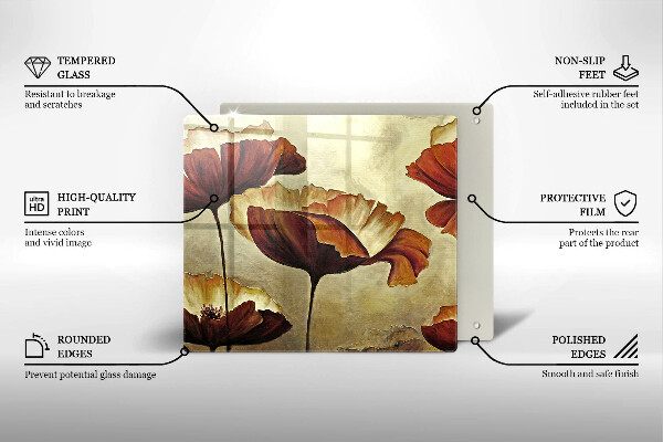 Sklo za varnou desku Malované boho květiny