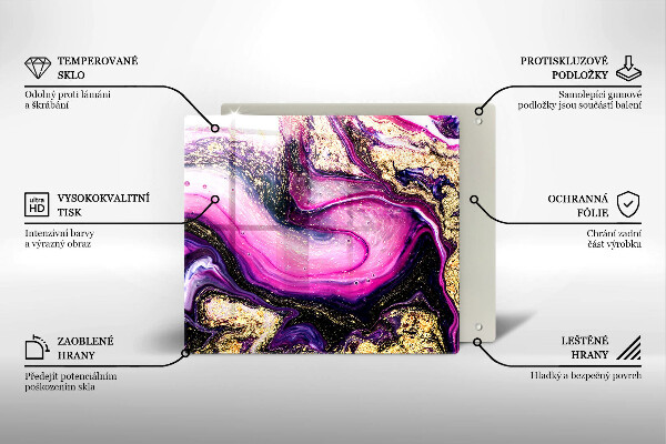 Sklo za varnou desku Abstraktní design zlaté