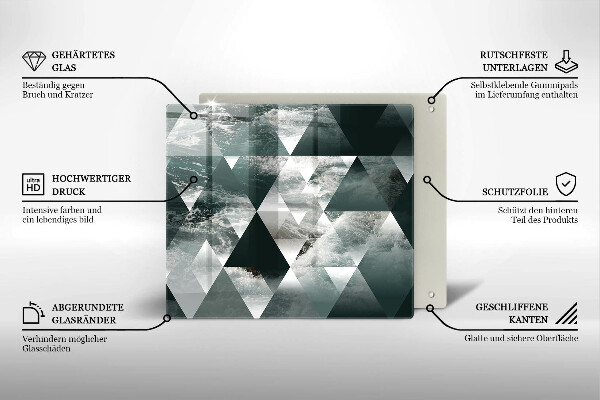Sklo za varnou desku Trojúhelníky a voda