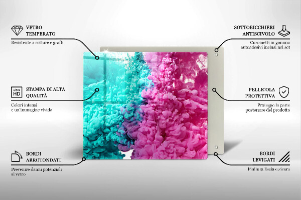 Sklo za varnou desku Tyrkysově růžový kouř