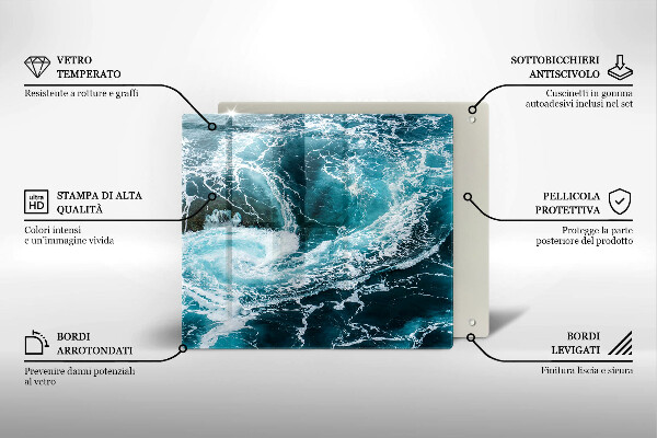 Sklo za varnou desku Pěnivé vlny vody