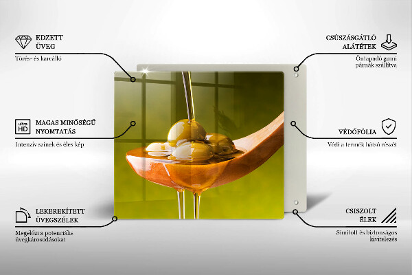 Sklo za varnou desku Olivový olej a olivy