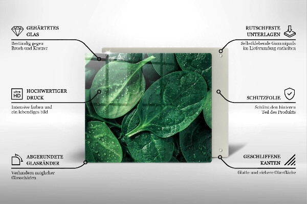 Sklo za varnou desku Listy bazalky