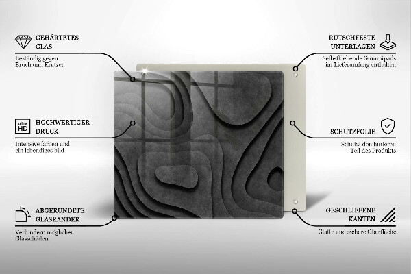 Sklo za varnou desku 3d tvary kamenů