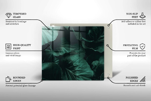 Sklo za varnou desku Divoké tmavé listy