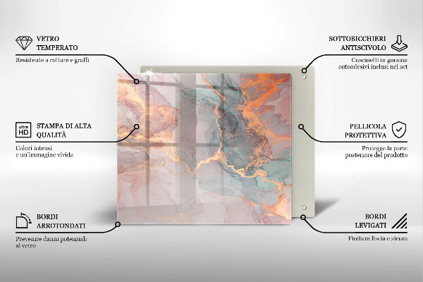 Sklo za varnou desku Mramor se zlatem