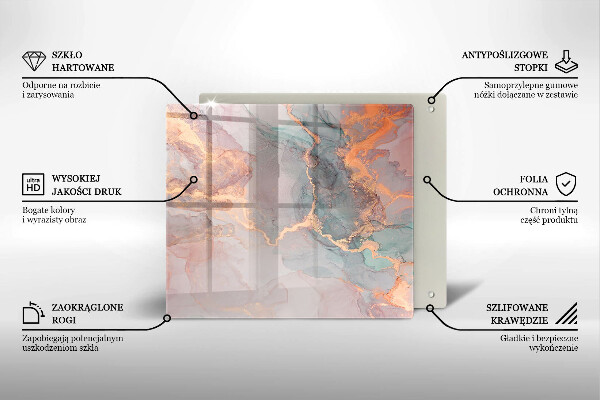 Sklo za varnou desku Mramor se zlatem