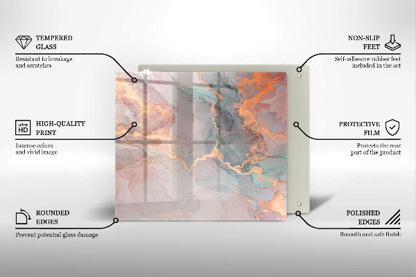 Sklo za varnou desku Mramor se zlatem