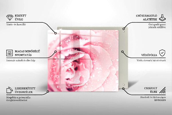 Sklo za varnou desku Kapky rosy a květ růže