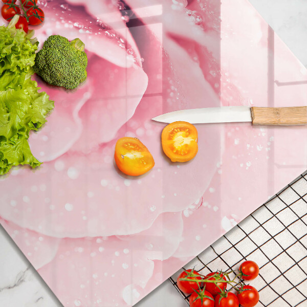 Sklo za varnou desku Kapky rosy a květ růže