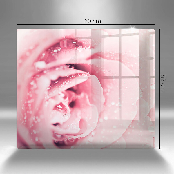 Sklo za varnou desku Kapky rosy a květ růže