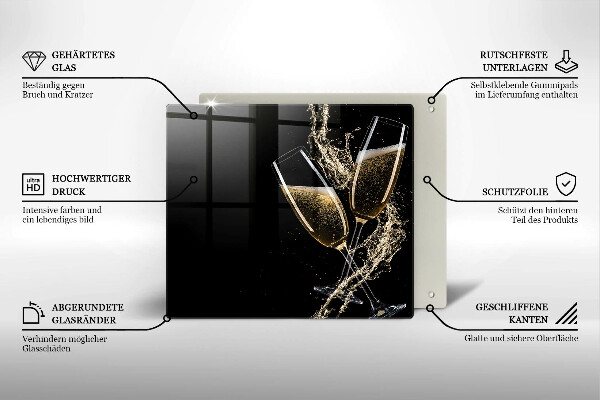 Sklo za varnou desku Sklenice šampaňského