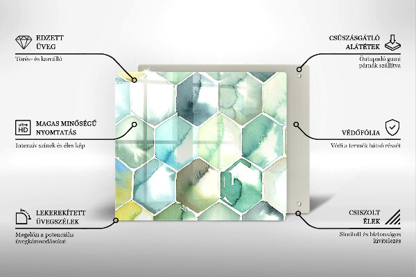 Sklo za varnou desku Akvarel šestiúhelníky