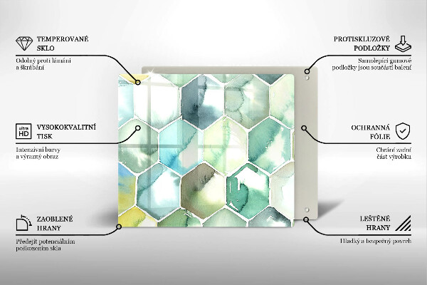 Sklo za varnou desku Akvarel šestiúhelníky
