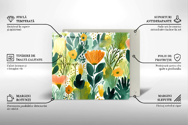 Sklo za varnou desku Malované květiny