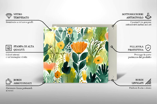 Sklo za varnou desku Malované květiny