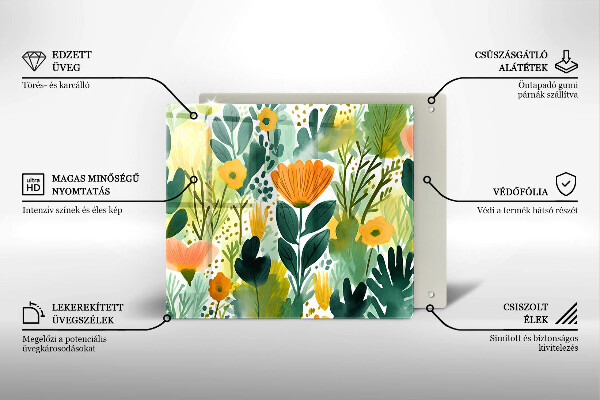 Sklo za varnou desku Malované květiny