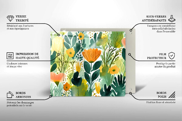 Sklo za varnou desku Malované květiny