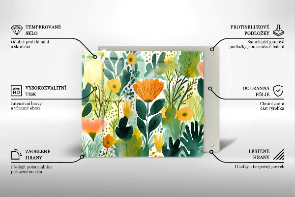 Sklo za varnou desku Malované květiny
