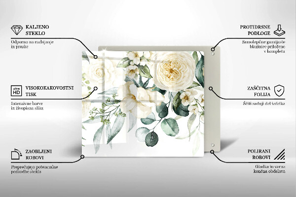 Sklo za varnou desku Akvarel květiny