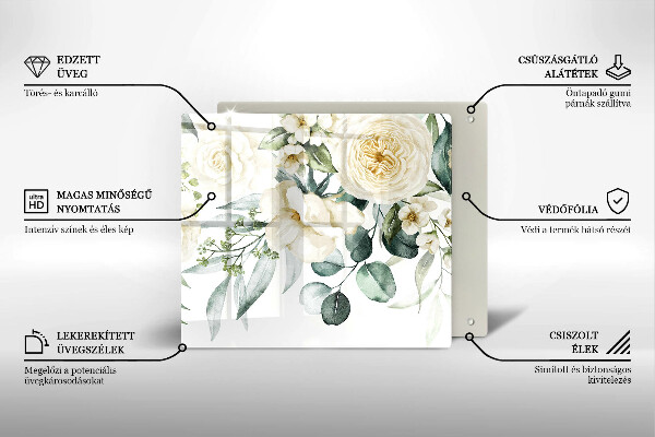 Sklo za varnou desku Akvarel květiny