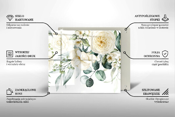 Sklo za varnou desku Akvarel květiny