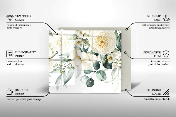 Sklo za varnou desku Akvarel květiny