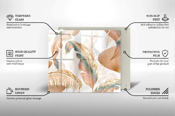 Sklo za varnou desku Boho peří a listy