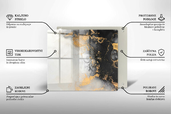 Sklo za varnou desku Abstrakce se zlatem