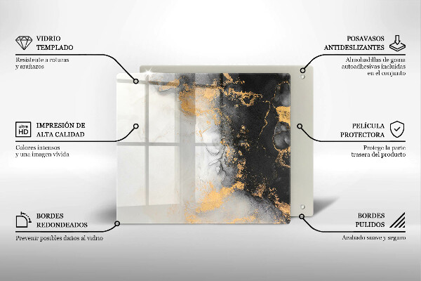 Sklo za varnou desku Abstrakce se zlatem