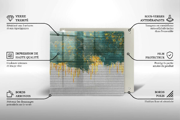 Sklo za varnou desku Abstrakce se zlatem