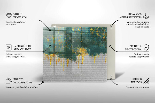 Sklo za varnou desku Abstrakce se zlatem