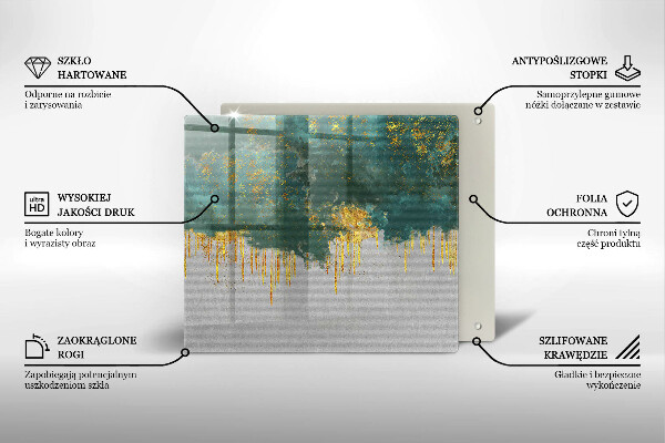 Sklo za varnou desku Abstrakce se zlatem