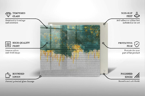 Sklo za varnou desku Abstrakce se zlatem